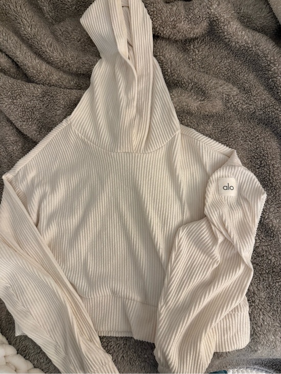 ALO Yoga Sweaters - Alo MUSE Women’s Cream Ribbed Hoodie Sweater